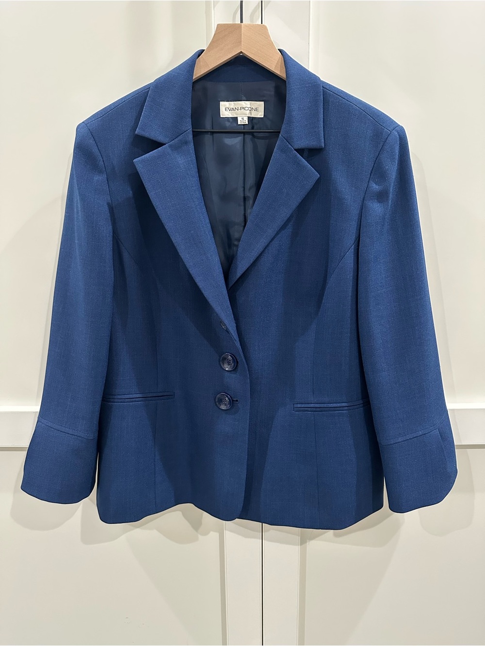 Evan Picone Women's 3/4 Sleeve Blue Tailored Blazer